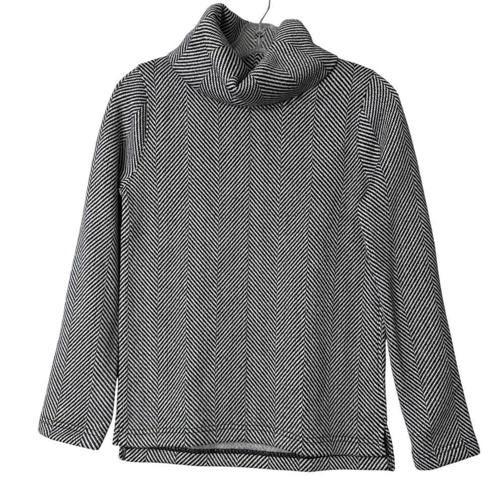 J. Crew Factory Long Sleeve Funnelneck Pullover Womens XS Huge Herringbone Ivory